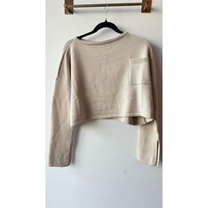 Olivaceous Women's Ivory Cropped Oversized Pullover Sweater Size S